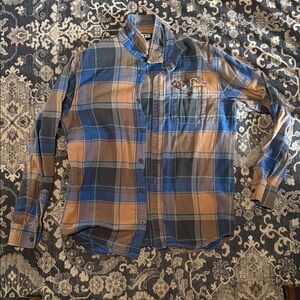 Vans Blue and Tan Plaid Casual Shirt